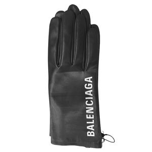 BALENCIAGA Logo Print Leather Gloves NWT